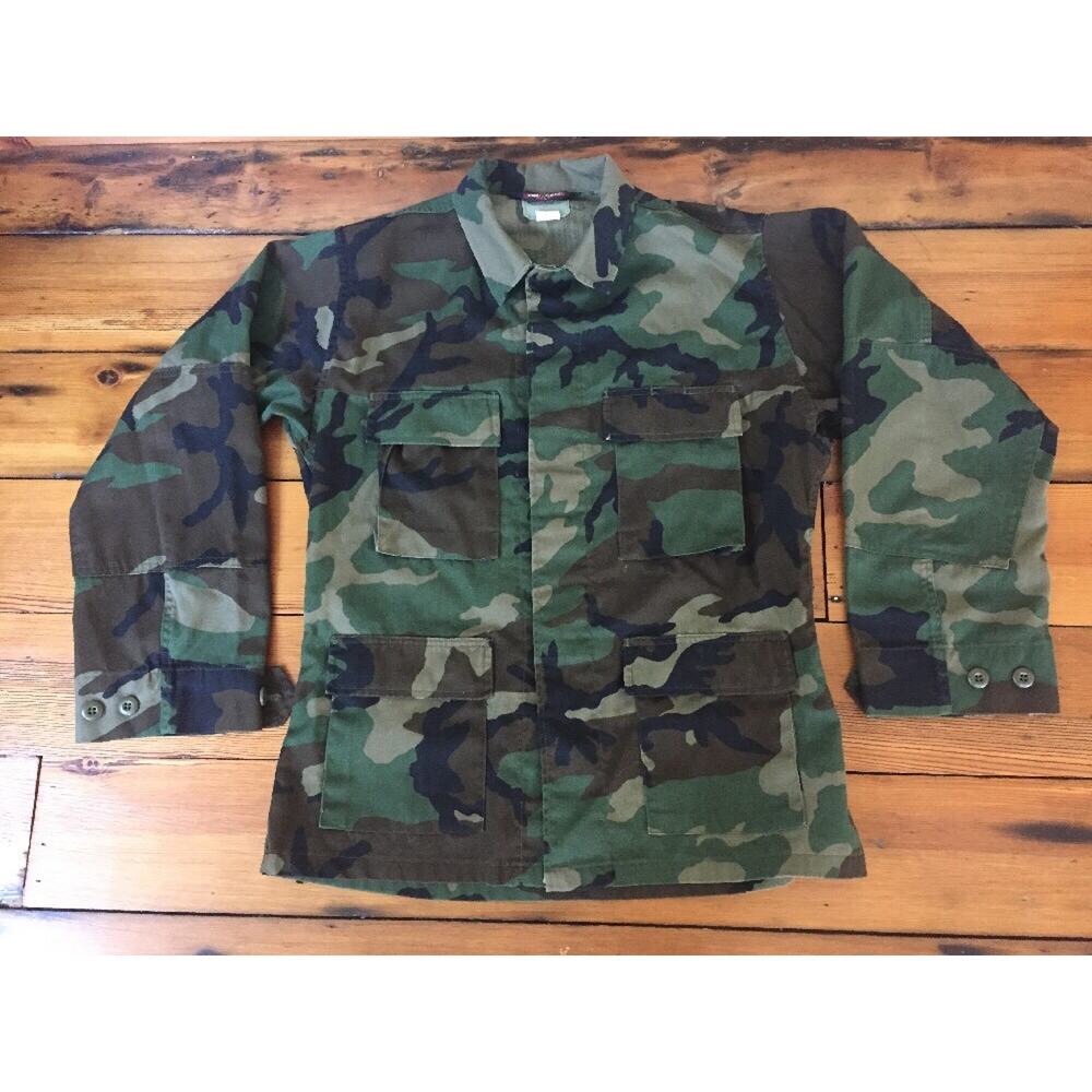 Tru Spec Military Woodland Camo Button Down Uniform Long Sleeve Shirt M Reg 45"